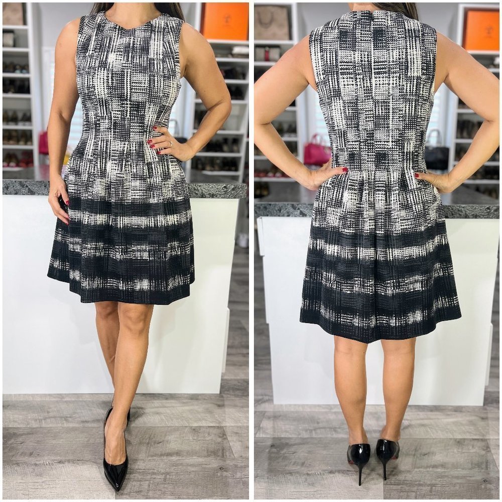 Vince Camuto White Black A-Line Sheath Dress $129